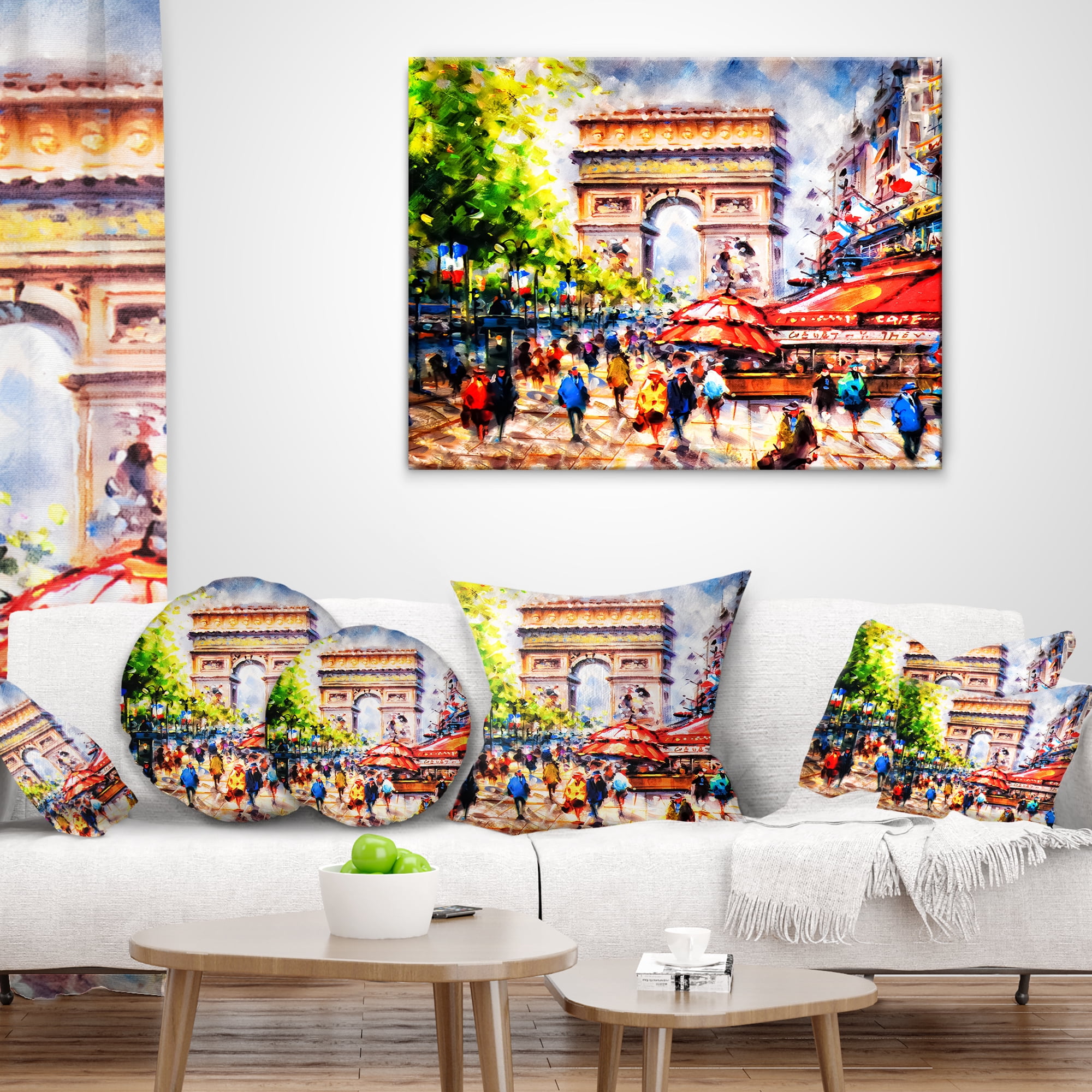 Designart Arc d Triomphe Paris - Cityscape Throw Pillow - 12x20