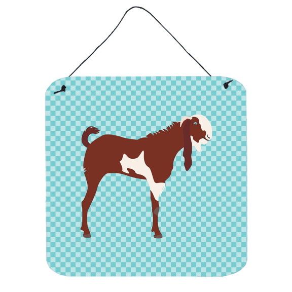 Carolines Treasures BB8064DS66 Jamnapari Goat Blue Check Wall or Door Hanging Prints, 6 x 6 in.