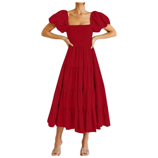 WILLBEST Robes Boho pour Femmes Robe Décontractée Tendance Épaules Dénudées Manches à Volants Idéale pour l'Été pour Activités Extérieures et Fêtes