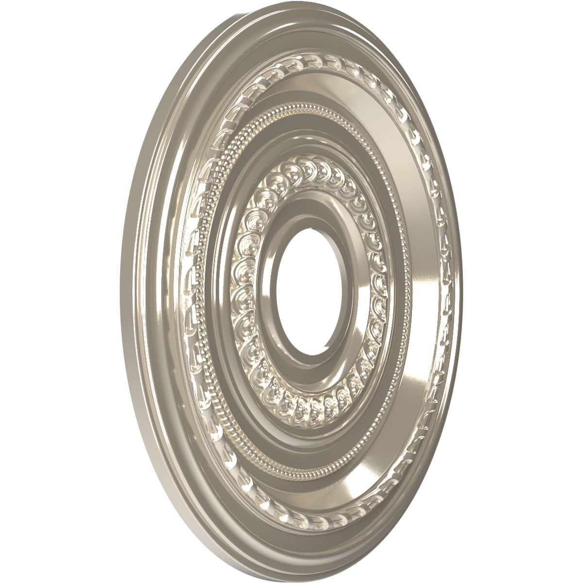 Ekena Millwork 16"OD x 3 1/2"ID x 1"P Cole Thermoformed PVC Ceiling Medallion (Fits Canopies up to 4 1/2"), Bright Coat Chrome