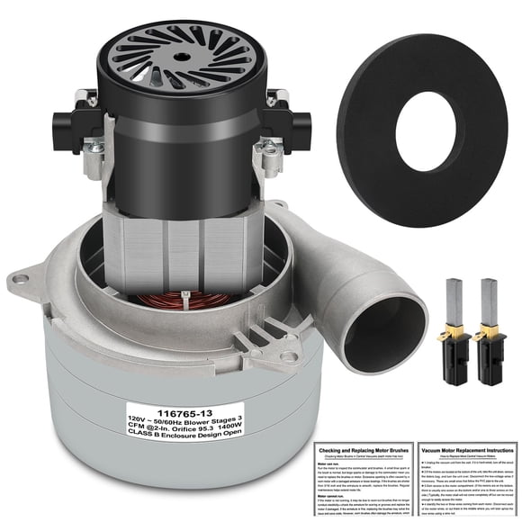 116765-13 116765-00 Central Vacuum Motor, 3-Stage High-Suction Low-Noise 5.7" 120V Replacement, Energy-Efficient Boat Lift Motor for Industrial Wet/D