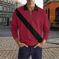 thumbnail image 2 of Gibobby Playera polo hombre Camisas de manga larga con cremallera para hombre Camisas de negocios informales de ajuste regular para hombres Trajes de pri(Rojo,CH), 2 of 3