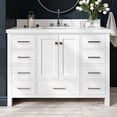thumbnail image 6 of ARIEL 49" Bathroom Vanity with 1.5" Edge Pure White Quartz Countertop & Backsplash, Center Rectangular Sink, 2 Soft Closing Doors, 9 Full Extension Dovetail Drawers, Brushed Nickel - White, 6 of 8
