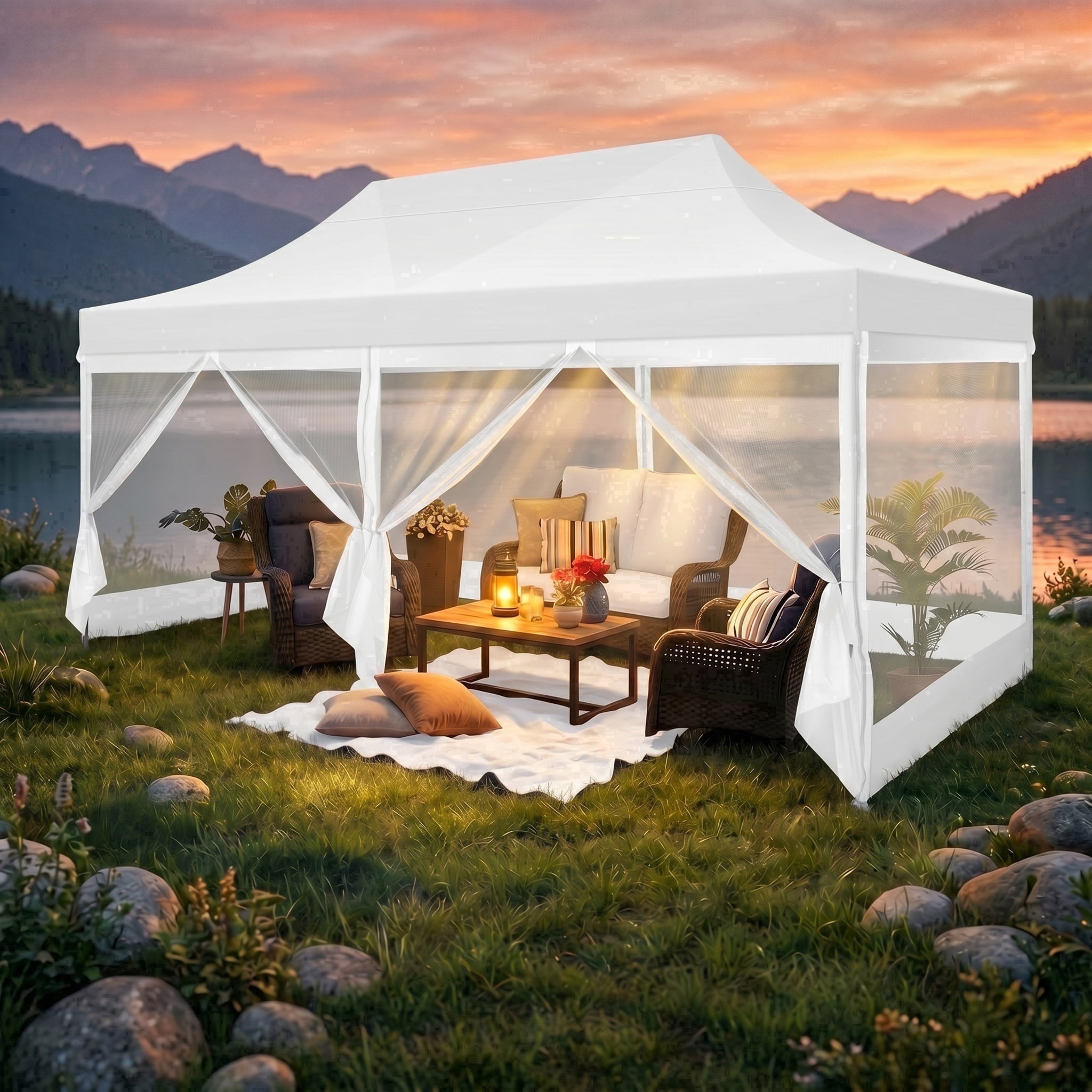 Coleman 10' x 10' Instant Straight Leg Canopy Gazebo with Added