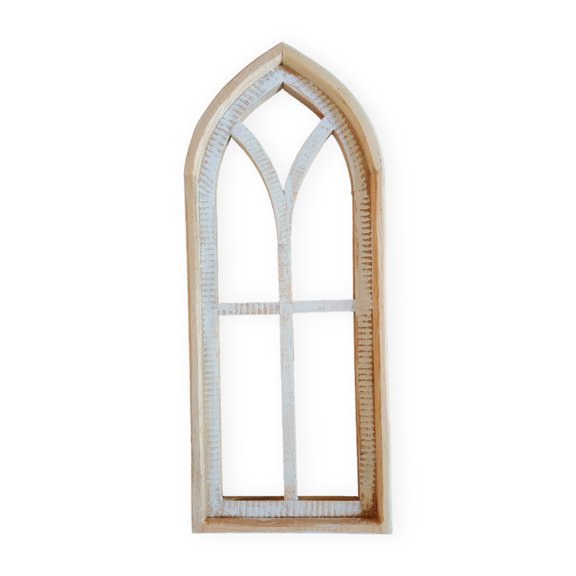 The Ivory Point Farmhouse Wooden Wall Window Arch Single -3 Sizes Cathedral