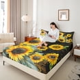 thumbnail image 4 of Homewish Teenagers Rustic Sunflowers 4 Pieces Queen Sheet Sets,Chic Floral Flowers Ultra Soft Flat Sheet,Vintage Farmhouse Cabin Blossoms Queen Fitted Sheet,Luxury Bedroom Decor, 4 of 7
