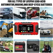 10A E-FAST Smart Battery Charger for Lifepo4/Lead Acid 12V/24V, Car/Truck/AGM/Boat Battery Maintainer with Temp Compensation & Desulfator.