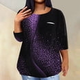 thumbnail image 2 of ADSSDQ Plus Size Outfits For Women Summer 3/4 Length Sleeves Maternity Tops Fashion Grandma Shirt With Pocket Tunic Tops Loose Fit Half Sleeve Sparkly Pattern Crewneck T Shirts Fall Purple 5XL, 2 of 5