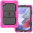 thumbnail image 6 of ELEHOLD for Samsung Tab A7 10.4 inch 2020 SM-T500 Ragged Case, Soft Silicone Hard PC Shoulder Strap Built-Kickstand Anti-Drop Shockproof Heavy Duty Protective Cover Case,Rose, 6 of 9