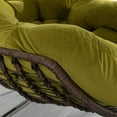 thumbnail image 3 of PORKISS Papasan Rocking Chair Indoor and Outdoor, Patio Rocker Recliner Chair with Padded Cushion, Modern Lounge Egg Chair with Steel, Rattan Frame, Velvet Olive, 3 of 12