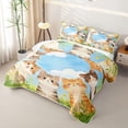 thumbnail image 3 of Homewish Cute Cats Animal Twin Quilt Set,Cartoon Pet Themed Twin Coverlet Set,Green Blue,2-Piece, 3 of 7