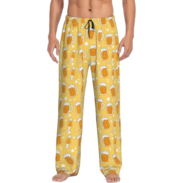 Balery Beer Pantalones de pijama para hombre, pijama ultraligero, pantalón de descanso-Large