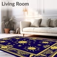thumbnail image 2 of ODIKA 6'x9' Machine Washable Non-Slip Area Rug, Vintage Sleigh Bell Motif Holiday Theme Pair High Traffic Rug, Blue, 623646, 2 of 7