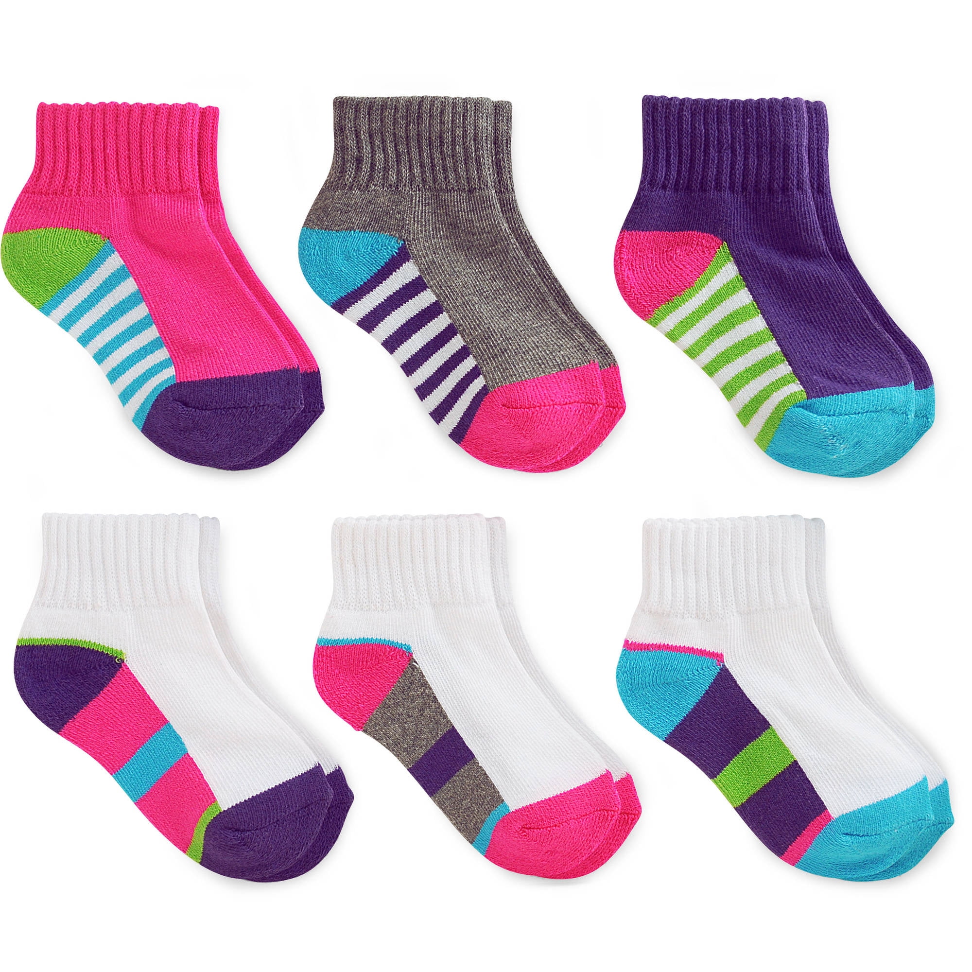 Garanimals Baby Toddler Girl Colored Ankle Socks Ages, 6Pack