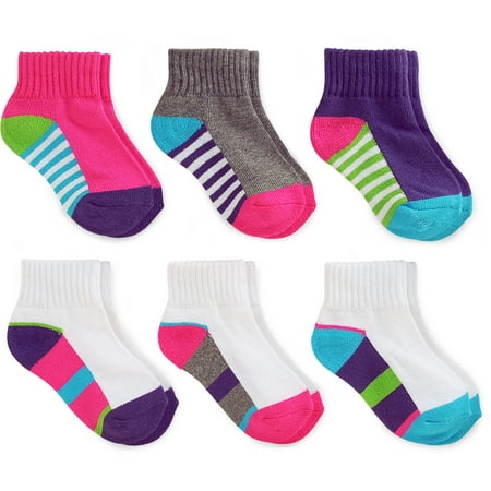 Baby Toddler Girl Colored Ankle Socks Ages, 6-Pack