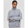 thumbnail image 2 of Women's Turtleneck Sweater Loose Fashion Striped Turtleneck Casual Autumn and Winter Sweater Commuting, 2 of 3