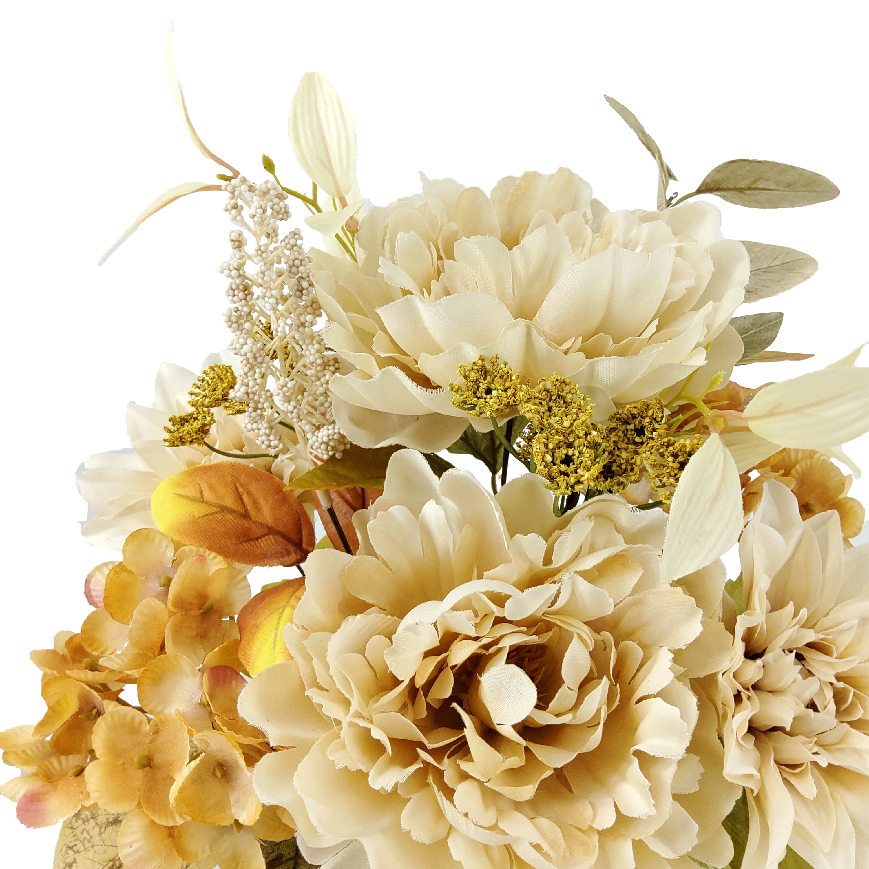 Mainstays Indoor Artificial Peony and Dahlia Mixed Bouquet, Cream, 18.5 in