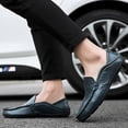 thumbnail image 3 of Loafers for Men Breathable Soft Leather Slip on Casual Dressy Shoes Fashion Moc Toe Hollow Out Slip On Sneakers Blue Size 7, 3 of 5