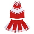 thumbnail image 3 of YONGHS Kids Girls Cheerleading Outfit Sleeveless Tops Pleated Skirt Set 6-16 A Red&White 6, 3 of 7