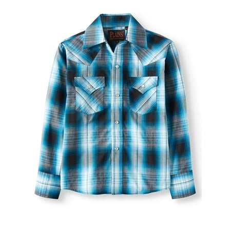 Little Me Plaid Dress Shirt - Plains Long Sleeve Plaid Western Shirt (Little Boys & Big Boys)