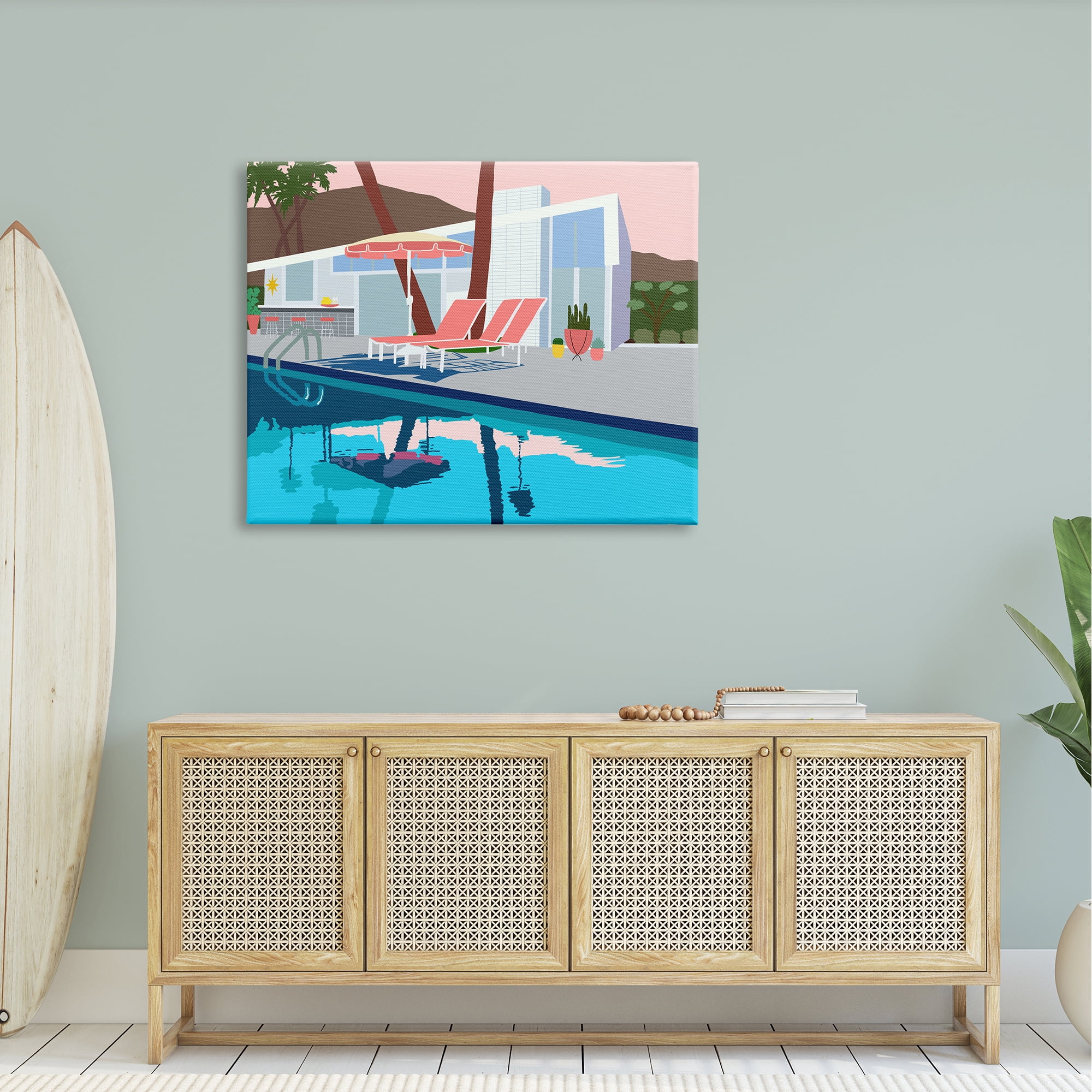 Stupell Industries Modern Tropical Vacation Home Poolside Lounge Chairs Canvas Wall Art, 48 x 36, Design by Jen Bucheli