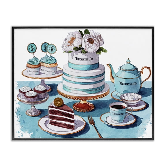 Stupell Industries Luxurious Glam Dessert Spread Black Framed Giclee Art design by Amanda Greenwood, 11 x 14