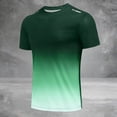 thumbnail image 4 of XFeng.Men's Gradient Color Quick Dry Athletic Short Sleeve T-Shirt, Breathable Crew Neck Running Sports Tee.Dark Green.M, 4 of 7