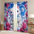 thumbnail image 2 of Castle Fairy Kids Teens Girls Kawaii Bow White Cat Black Out Curtains,Pink Floral Rose Curtains Pack of 2 (42x63 Each),Starry Sky Bedroom Curtains,Microfiber Bedroom Decor, 2 of 6