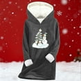 thumbnail image 4 of qelini Christmas Fleece Hoodies for Women Snowman Print Hooded Pullover Long Sleeve Tops Thermal Warm Clothes, 4 of 6