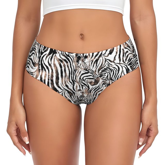 Balery Leopard And Zebra Ropa Interior de Algodón para Mujer con Dibujo – Braguitas Cómodas y Elásticas, Estilo Clásico-Large