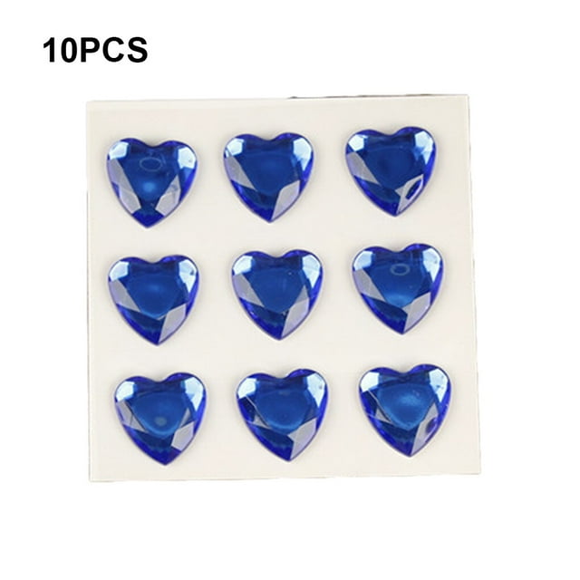 10 Sheets Rhinestone Stickers Children Hand Acrylic Decals Three-dimensional Student DIY Love Heart Crafts Label Table Party Dark Blue