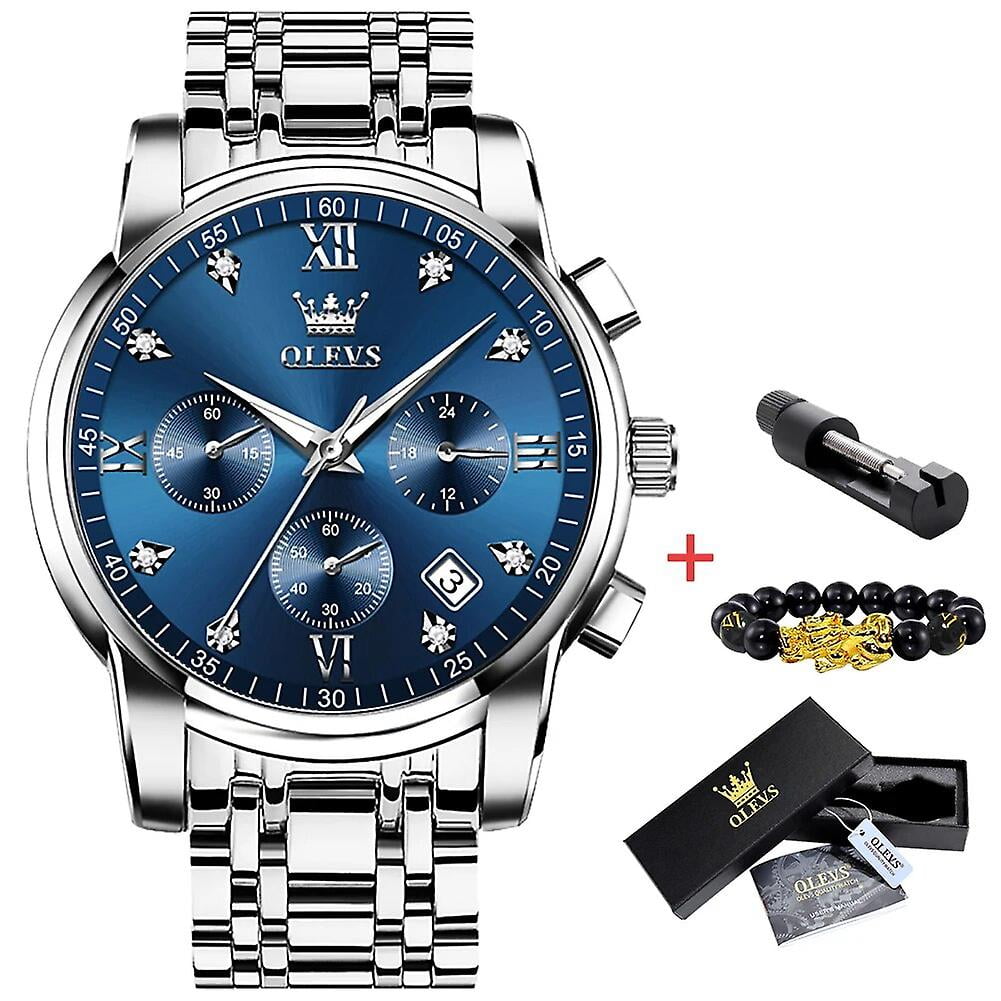 Olevs Luxury Top Brand Quartz Watch For Men Stainless Steel Waterproof Chronograph Sports Date Clock Men s Dress Wristwatch 2858