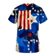 thumbnail image 5 of MELDVDIB Nursing Scrub Tops for Women 4th of July Patriotic Flag Print Working Uniform Short Sleeve V Neck Workwear Blouse T-shirt with Pockets, Gift, 5 of 5