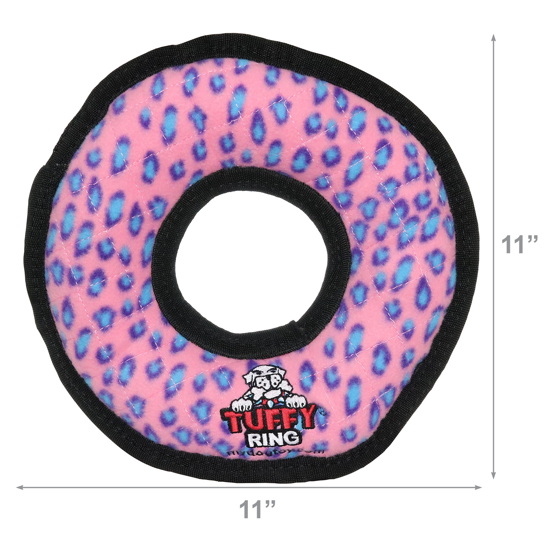 Tuffy Ultimate Ring Pink Leopard Durable Plush Squeaky Dog Toy
