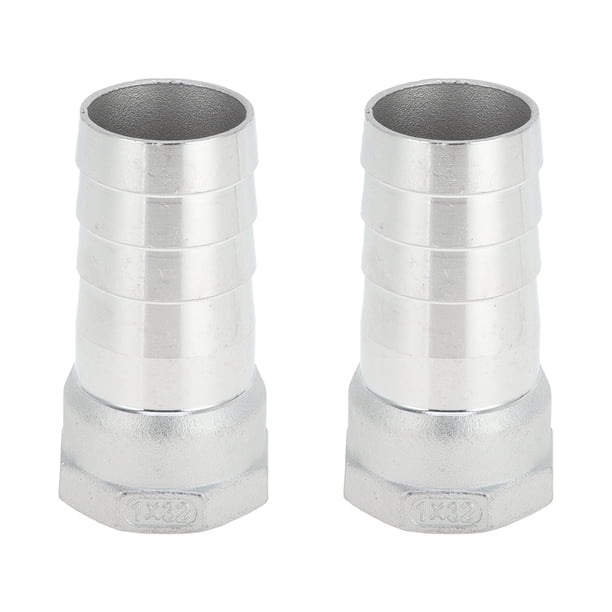 Conectores de manguera de acero inoxidable 304 Unique Bargains, 1.3" OD, con rosca hembra BSPT de 1" para aire, agua, aceite, gas y combustible, 2 piezas tono plateado