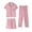 Pink, variant on ManxiVoo Summer Short Sleeve Pajama Set 3 Piece with Lapel Top and Pants Plus Size Home Wear L Size Beige
