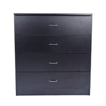 SANAG MDF Wood Simple 4-Drawer Dresser Bedside Table Bedroom Storage Cabinet Wooden Nightstand, Black - 26" x 13" x 28.74"