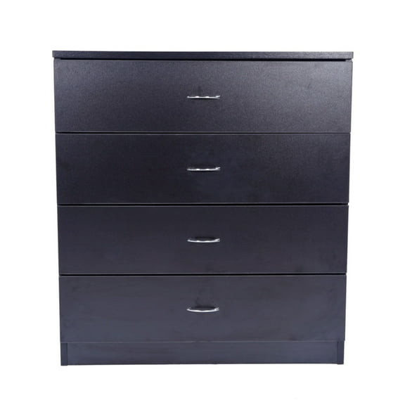 SANAG MDF Wood Simple 4-Drawer Dresser Bedside Table Bedroom Storage Cabinet Wooden Nightstand, Black - 26" x 13" x 28.74"