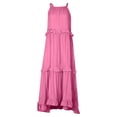 thumbnail image 7 of Maxi Dresses for Women 2025 Summer Built in Bra Sleeveless Halter Long Dress Loose Tiered Flowy Swing Smocked Ruffle Beach Dress Pink XXL, 7 of 7