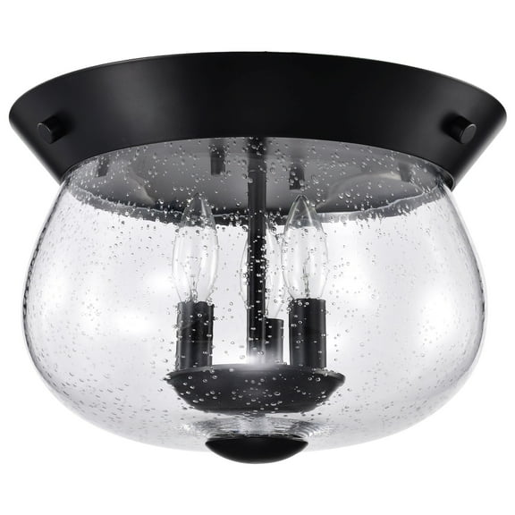 Nuvo Lighting Boliver 3 Light Flush Mount - Matte Black Finish - Clear Seeded Glass