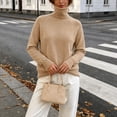 thumbnail image 6 of Kaemgyyd Women's Turtleneck Sweaters Fall Fitted Long Sleeve Basic Tops Fashion Knitted Layering Outfit（Khaki,XX-Large）, 6 of 7