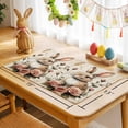 thumbnail image 6 of Easter Bunny Placemats Set of 4, Vintage Watercolor Cartoon Rabbit Pink Roses Floral Leaf Heat Insulated Linen Place Mats, Washable Stain-Proof Table Mats for Dining Tables Holiday Decor 13x19 Inches, 6 of 9