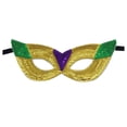 thumbnail image 2 of Lilgiuy Mardi Gras Face Mask Large Mardi Gras Mask Prop Mardi Gras Sequin Mask Masquerade Photo Props Mardi Gras Decorations for Dress-up Party Parade Carnival (Yellow,One Size), 2 of 2