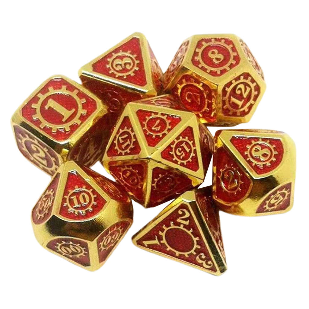 7PCS Set Zinc Alloy Polyhedral Dice Family D4-D20 for Table Game Playing 