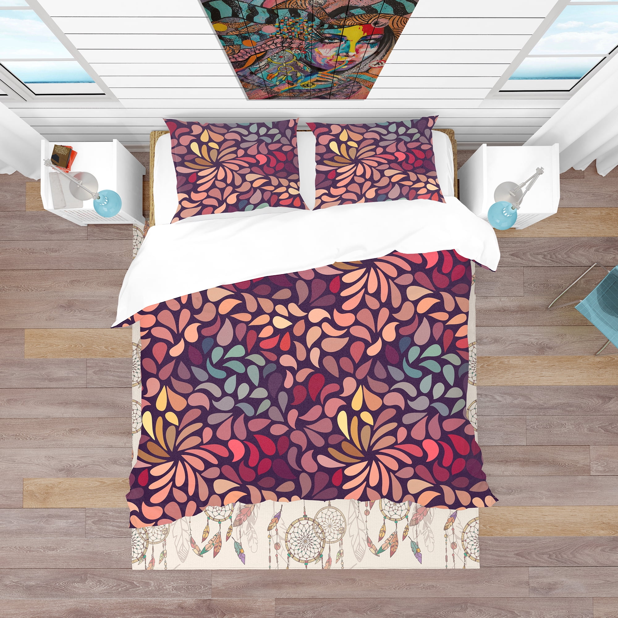 Designart 'Abstract Floral Pattern' Bohemian & Eclectic Duvet Cover Set