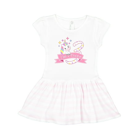 

Inktastic I m Three- Cute Unicorn 3rd Birthday Gift Toddler Girl Dress