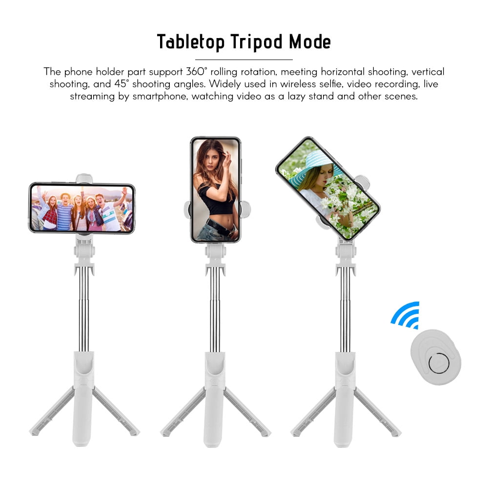 sur procedure måske 5-Section Extendable Selfie Stick Integrated Universal Phone Holder  Tabletop Tripod with BT Remote Controller 10m Wireless Control for Phones -  Walmart.com