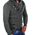 thumbnail image 2 of Miluxas Men's Knitted Turtleneck Sweater Long Sleeve Slim Fit Designer Shawl Collar Pullover Dark Gray, 2 of 6