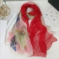 thumbnail image 2 of Lady Scarf Floral Print Sunscreen See-through Ultra-thin Soft Fabric Neck Wrap Accessory, 2 of 7