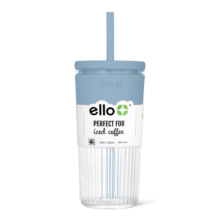 Ello Ava 18oz Glass Travel Mug - Blue - Walmart.com